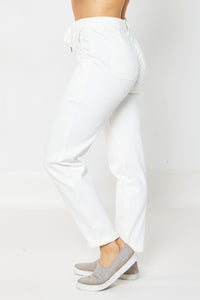 Judy Blue High Waisted Garment Dyed Joggers in White