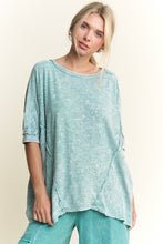 Load image into Gallery viewer, J.Her Mineral Washed OVERSIZED Top in Dusty Cyan
