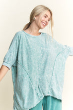 Load image into Gallery viewer, J.Her Mineral Washed OVERSIZED Top in Dusty Cyan
