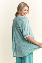 Load image into Gallery viewer, J.Her Mineral Washed OVERSIZED Top in Dusty Cyan
