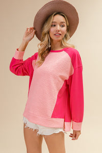 BiBi Textured Knit Mix n Match Top in Pink/Magenta