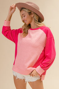 BiBi Textured Knit Mix n Match Top in Pink/Magenta