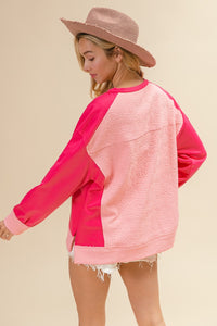 BiBi Textured Knit Mix n Match Top in Pink/Magenta