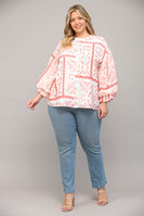 FATE Aztec Print Top in Cream Coral
