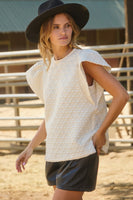 Oddi Solid Color Textured Top in Off White