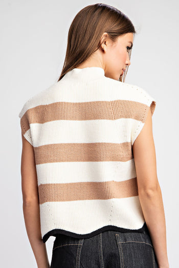 ee:some Striped Sleeveless Sweater in Coco