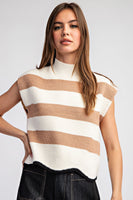 ee:some Striped Sleeveless Sweater in Coco