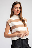 ee:some Striped Sleeveless Sweater in Coco