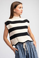 ee:some Striped Sleeveless Sweater in Black
