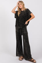 Load image into Gallery viewer, Sewn+Seen Solid Color Mineral Washed Loungewear Set in Black
