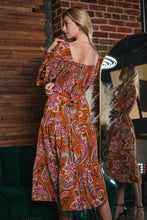 Load image into Gallery viewer, Oddi Paisley Print Midi Dress in Toffee Multi
