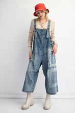 Load image into Gallery viewer, Easel Oversized Bandana Print Denim Overall Jumpsuit in Vintage Denim
