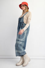 Load image into Gallery viewer, Easel Oversized Bandana Print Denim Overall Jumpsuit in Vintage Denim
