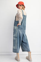 Load image into Gallery viewer, Easel Oversized Bandana Print Denim Overall Jumpsuit in Vintage Denim
