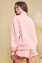 Load image into Gallery viewer, BucketList Half Zip-up Scuba Pullover Top in Pink Jacket Bucketlist   
