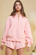 Load image into Gallery viewer, BucketList Half Zip-up Scuba Pullover Top in Pink Jacket Bucketlist   
