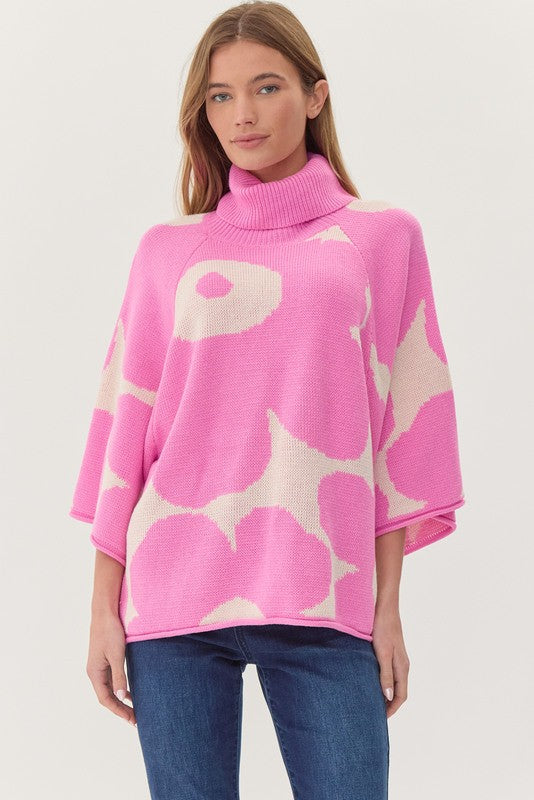 Jodifl Large Flower Print Pullover Sweater in Pink ON ORDER