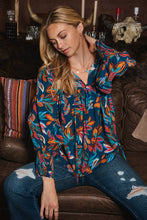 Load image into Gallery viewer, Oddi Leaf Print top in Indigo Multi
