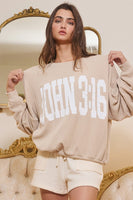 BucketList Oversized Ribbed JOHN 3:16 Print Top in Oatmeal
