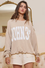 Load image into Gallery viewer, BucketList Oversized Ribbed JOHN 3:16 Print Top in Oatmeal

