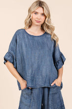 Load image into Gallery viewer, Mittoshop Oversized Chambray Top in Dark Denim
