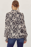 Jodifl Mixed Print Button Up Top in Black