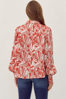 Jodifl Mixed Print Button Up Top in Rust