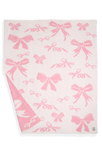 Load image into Gallery viewer, Reversible Throw Blanket with Mixed Bows Pattern in Pink
