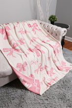 Load image into Gallery viewer, Reversible Throw Blanket with Mixed Bows Pattern in Pink
