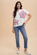 Load image into Gallery viewer, AnnieWear Flower Patch Knit Top in Ivory
