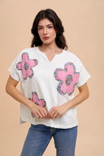 Load image into Gallery viewer, AnnieWear Flower Patch Knit Top in Ivory
