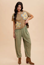 Load image into Gallery viewer, AnnieWear Flower Patch Knit Top in Mustard
