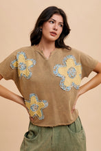 Load image into Gallery viewer, AnnieWear Flower Patch Knit Top in Mustard
