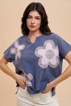 Load image into Gallery viewer, AnnieWear Flower Patch Knit Top in Midnight
