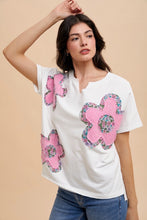 Load image into Gallery viewer, AnnieWear Flower Patch Knit Top in Ivory
