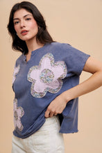 Load image into Gallery viewer, AnnieWear Flower Patch Knit Top in Midnight
