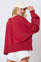 Peach Love Terry Knit Sweatshirt with Towel Knit GAME DAY Patches with Rhinestones in Crimson
