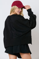 Peach Love Terry Knit Sweatshirt with Towel Knit GAME DAY Patches with Rhinestones in Black