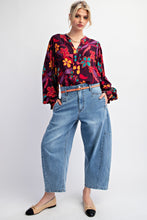 Load image into Gallery viewer, Easel Floral Print Rayon Gauze Top in Eggplant
