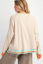 Load image into Gallery viewer, Easel Mineral Washed Top with Star Patched Sleeves in Taupe
