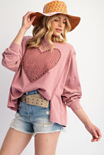 Load image into Gallery viewer, Easel Studded Heart Patch Top in Mauve
