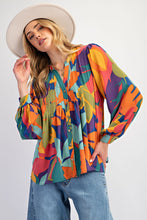 Load image into Gallery viewer, Easel SOPHIA Print Button Down Top in Royal Mocha
