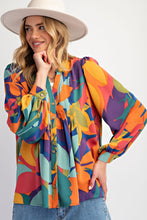 Load image into Gallery viewer, Easel SOPHIA Print Button Down Top in Royal Mocha
