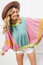 Load image into Gallery viewer, BiBi OVERSIZED Mix n Match Striped Top in Blue/Pink
