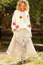 Load image into Gallery viewer, POL OVERSIZED Solid Color Sweater with Chenille Flower Patches in Cream Multi
