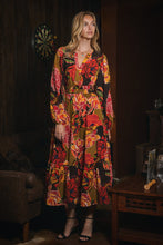 Load image into Gallery viewer, Oddi Floral Print Tiered Midi Dress in Dark Brown Combo
