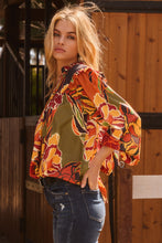 Load image into Gallery viewer, Oddi Floral Print Peasant Top in Dark Brown Combo
