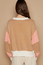 Load image into Gallery viewer, POL Colorblock Mixed Textured Fabric Top in Mocha Multi
