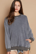 Load image into Gallery viewer, POL Vintage Washed Terry Knit top in Whale Grey
