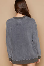 Load image into Gallery viewer, POL Vintage Washed Terry Knit top in Whale Grey
